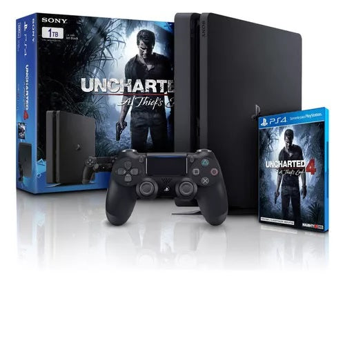 Console Playstation 4 1tb Slim Bundle Uncharted 4 + 3 Jogos